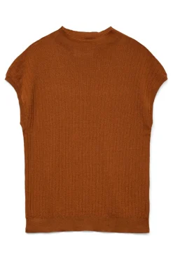 Vero Moda T-Shirts-Blusa manga com gola alta Castanho