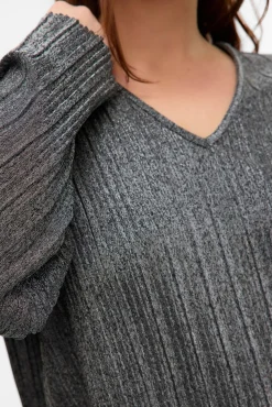 Vero Moda Curve T-Shirts-Blusa manga top longa plus size Cinzento