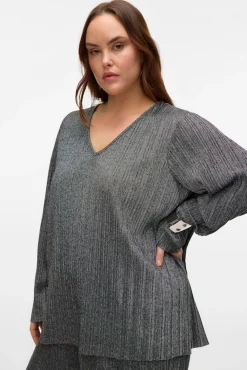 Vero Moda Curve T-Shirts-Blusa manga top longa plus size Cinzento