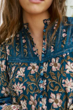 Jaase Blusas-Blusa Nadia com estampado Nomade Azul