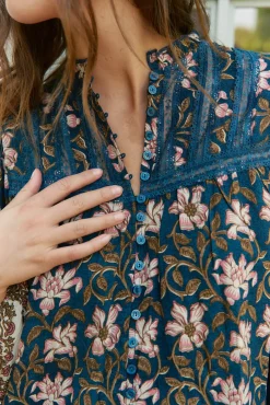 Jaase Blusas-Blusa Nadia com estampado Nomade Azul