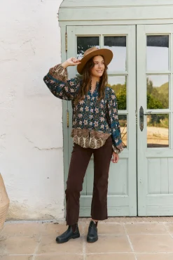 Jaase Blusas-Blusa Nadia com estampado Nomade Azul