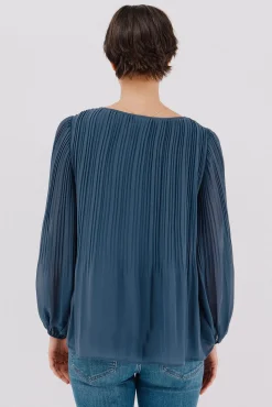 Cortefiel Blusas-Blusa plissada Azul