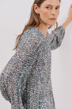 Cortefiel Blusas-Blusa plissada Azul