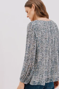 Cortefiel Blusas-Blusa plissada Azul