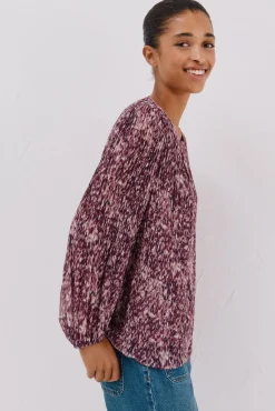 Cortefiel Blusas-Blusa plissada contrastante Impress&atilde;o