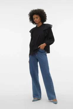 Vero Moda T-Shirts-Blusa plumeti com top Preto