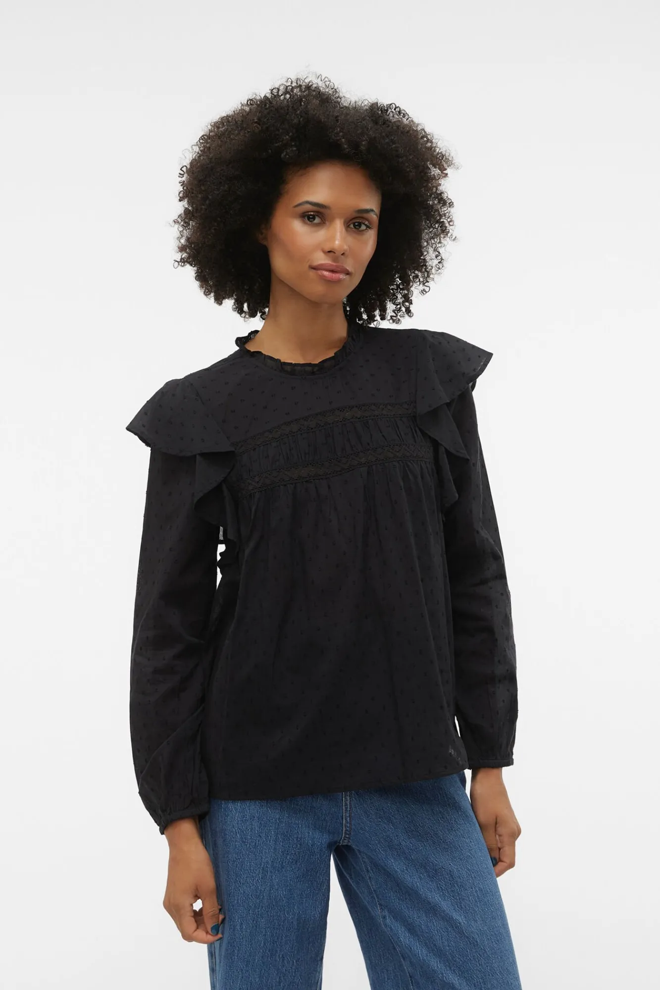 Vero Moda T-Shirts-Blusa plumeti com top Preto