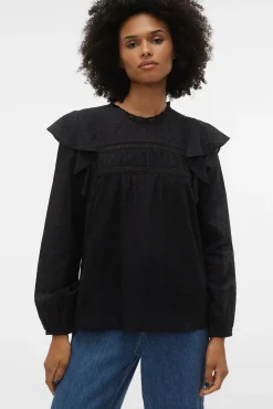 Vero Moda T-Shirts-Blusa plumeti com top Preto