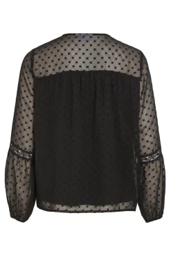 Vila Blusas-Blusa plumeti de manga comprida Preto