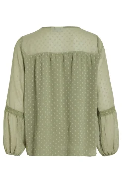 Vila Blusas-Blusa plumeti de manga comprida Verde