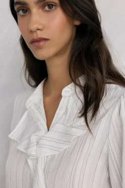Pedro del Hierro Blusas-Blusa riscas com folho V&aacute;rios