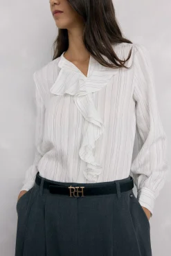 Pedro del Hierro Blusas-Blusa riscas com folho V&aacute;rios