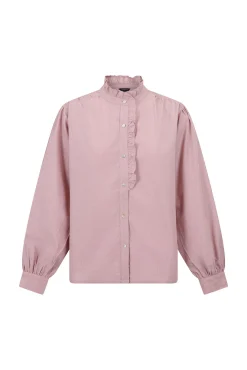 Cortefiel Blusas-Blusa riscas com gola franzida Subiu