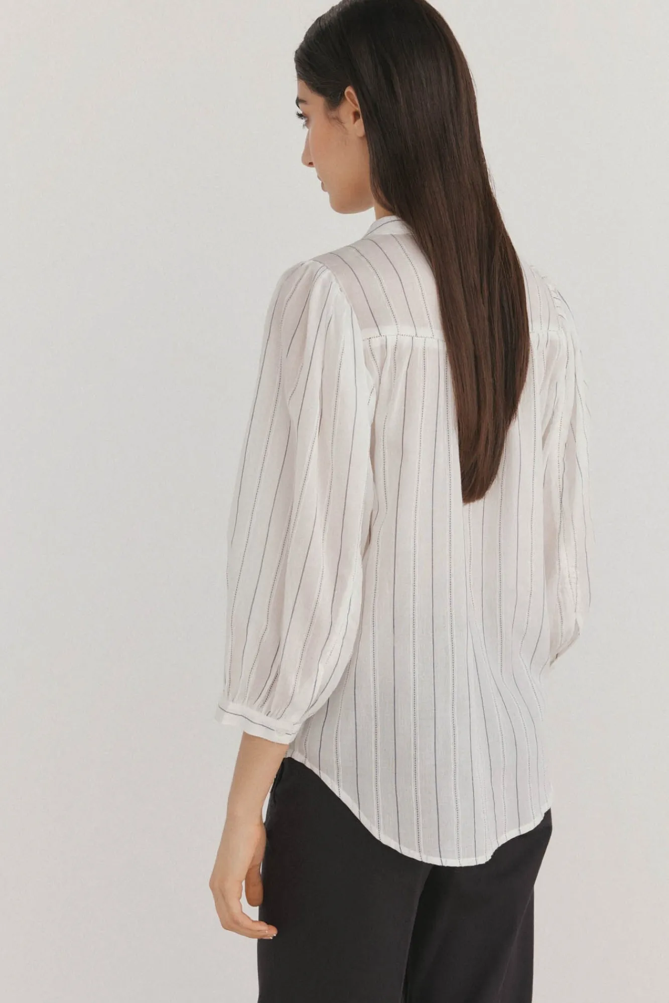 Pedro del Hierro Blusas-Blusa riscas larga Ecru