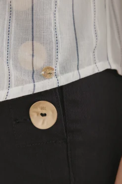 Pedro del Hierro Blusas-Blusa riscas larga Ecru