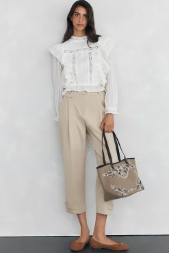 Pedro del Hierro Blusas-Blusa romântica com folho Branco