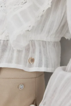 Pedro del Hierro Blusas-Blusa romântica com folho Branco