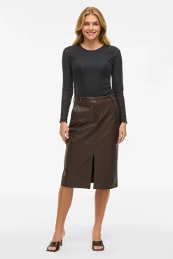 Vila T-Shirts-Blusa texturizada de manga comprida Preto