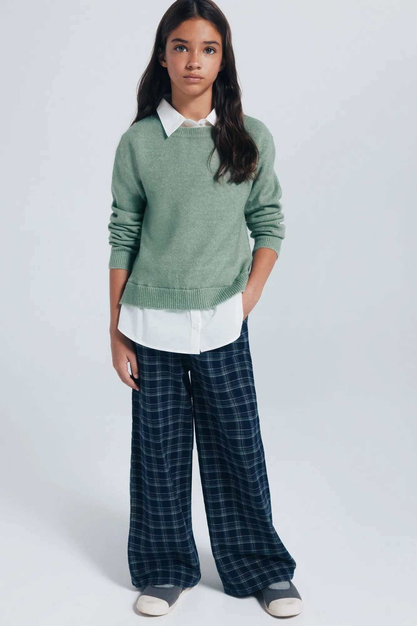 Springfield Kids Malhas-Blusa tipo camisa para menina. verde