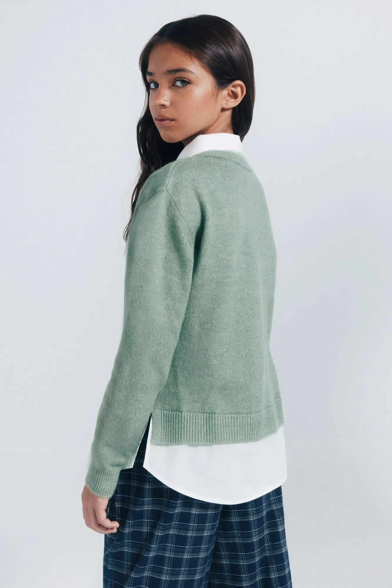 Springfield Kids Malhas-Blusa tipo camisa para menina. verde