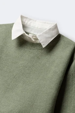 Springfield Kids Malhas-Blusa tipo camisa para menina. verde