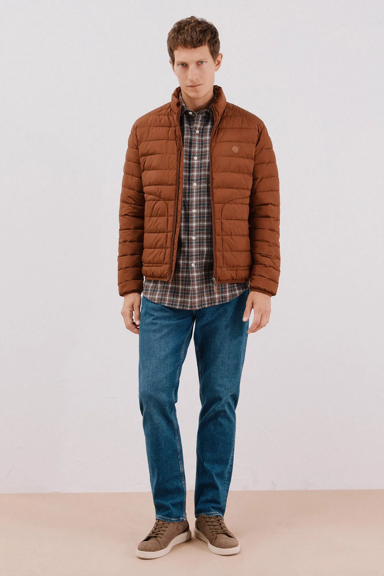 Cortefiel Casacos|Sobretudos-Blusão acolchoado ultralight Castanho