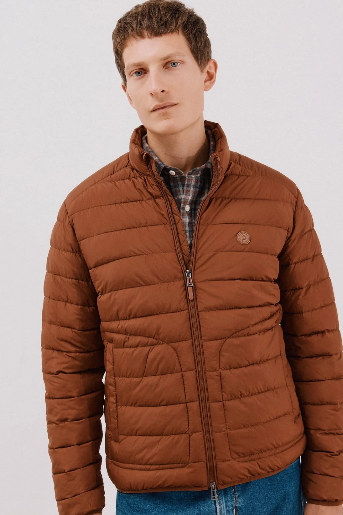 Cortefiel Casacos|Sobretudos-Blusão acolchoado ultralight Castanho