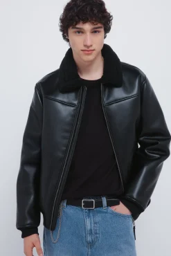 Springfield Casacos-Blusão aviador dupla face com efeito couro preto