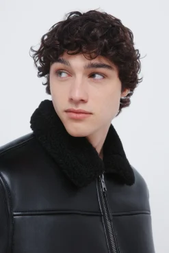 Springfield Casacos-Blusão aviador dupla face com efeito couro preto