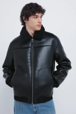 Springfield Casacos-Blusão aviador dupla face com efeito couro preto