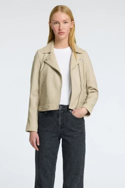 Selected Sobretudos-Blusão biker cropped 100% couro. Tostado