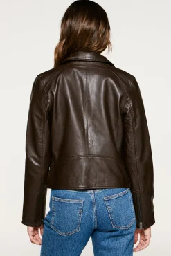 Selected Sobretudos-Blusão biker curta 100% couro Castanho