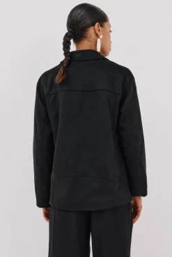 Cortefiel Sobretudos-Blusão biker efeito camurça Preto