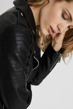 Vero Moda Sobretudos|Casacos-Blusão biker efeito pele Preto