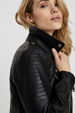 Vero Moda Sobretudos|Casacos-Blusão biker efeito pele Preto