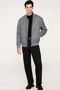Selected Casacos-Blusão bomber de lã Cinzento