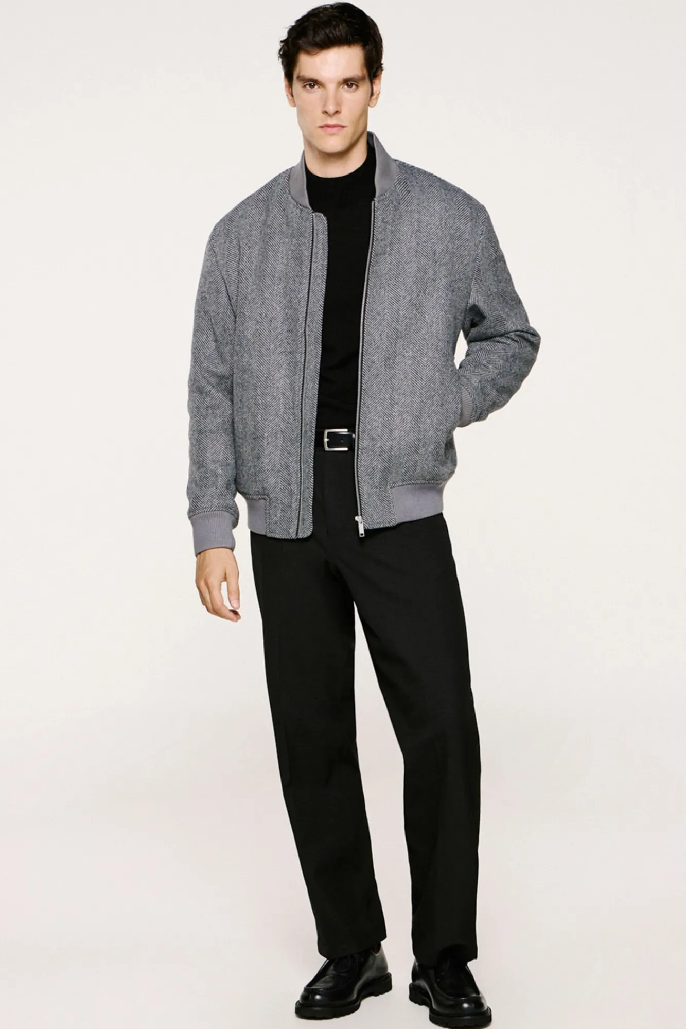 Selected Casacos-Blusão bomber de lã Cinzento