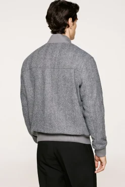 Selected Casacos-Blusão bomber de lã Cinzento