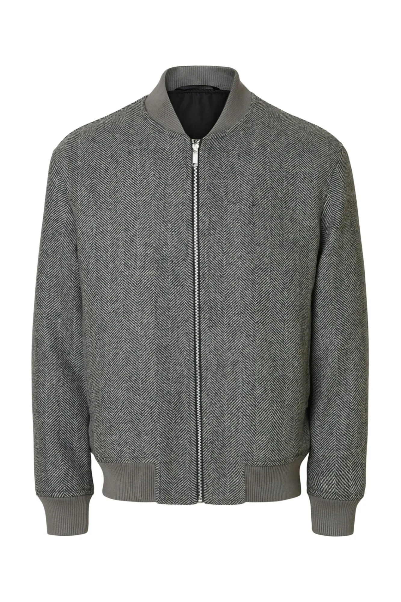 Selected Casacos-Blusão bomber de lã Cinzento