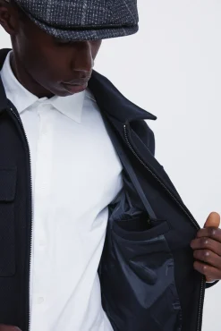 Springfield Casacos-Blusão camisa de mistura de lã azul