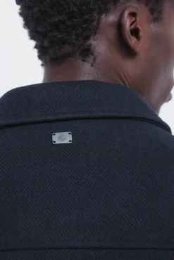 Springfield Casacos-Blusão camisa de mistura de lã azul