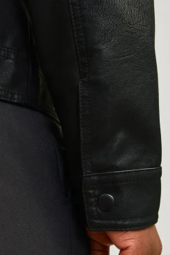 Jack & Jones Casacos-Blusão com efeito de couro preto