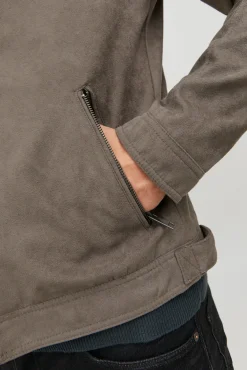 Jack & Jones Casacos-Blusão com efeito de couro cinzento