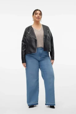 Vero Moda Curve Sobretudos-Blusão com efeito de pele Curve Preto