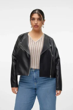 Vero Moda Curve Sobretudos-Blusão com efeito de pele Curve Preto