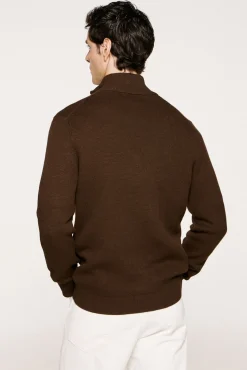 Selected Camisolas-Blusão com malha 100% algodão orgânico Castanho