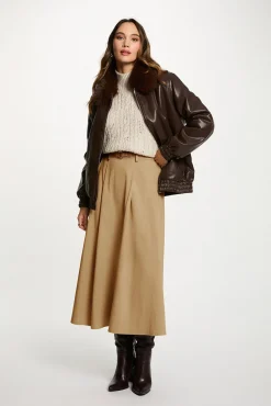 Morgan Sobretudos-Blusão curta com gola de pele Castanho