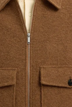 Selected Casacos-Blusão curta de lã com fecho-éclair Castanho