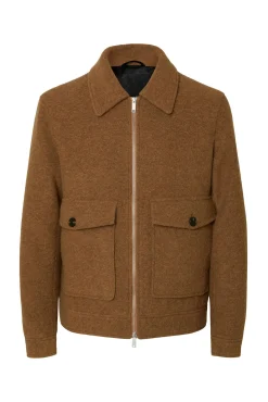 Selected Casacos-Blusão curta de lã com fecho-éclair Castanho